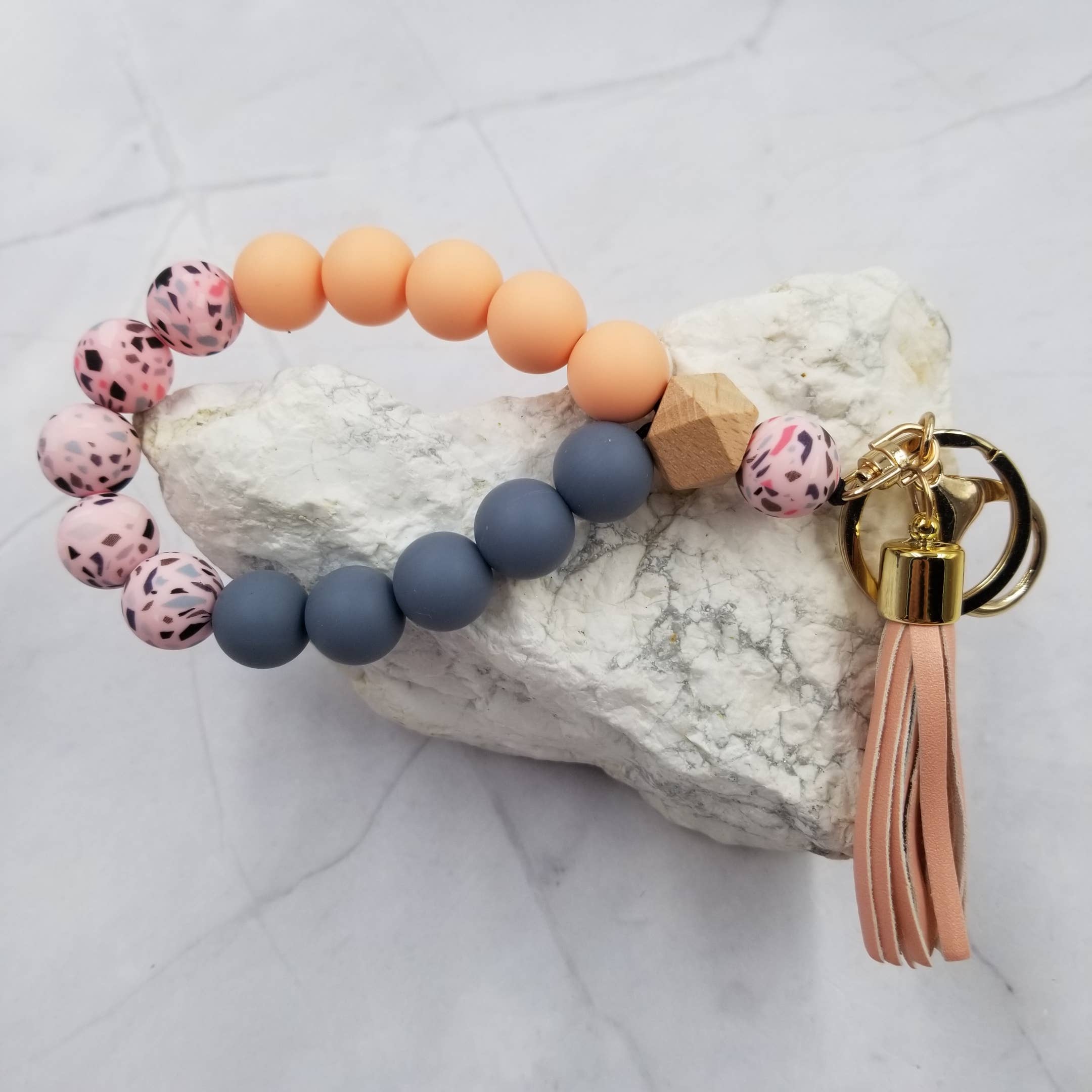 The Pretty Jewellery - Wholesale Keychain Bracelet - Tie Dye Silicone Bead Bangle Keychain Handmade2