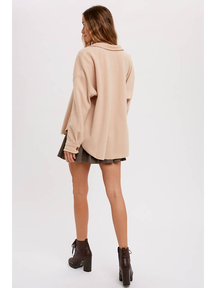 Bluivy – Engroshandel Skjortejakke/shacket – til kvinder – BØRSTET TERRY KNAP OP SHACKET9