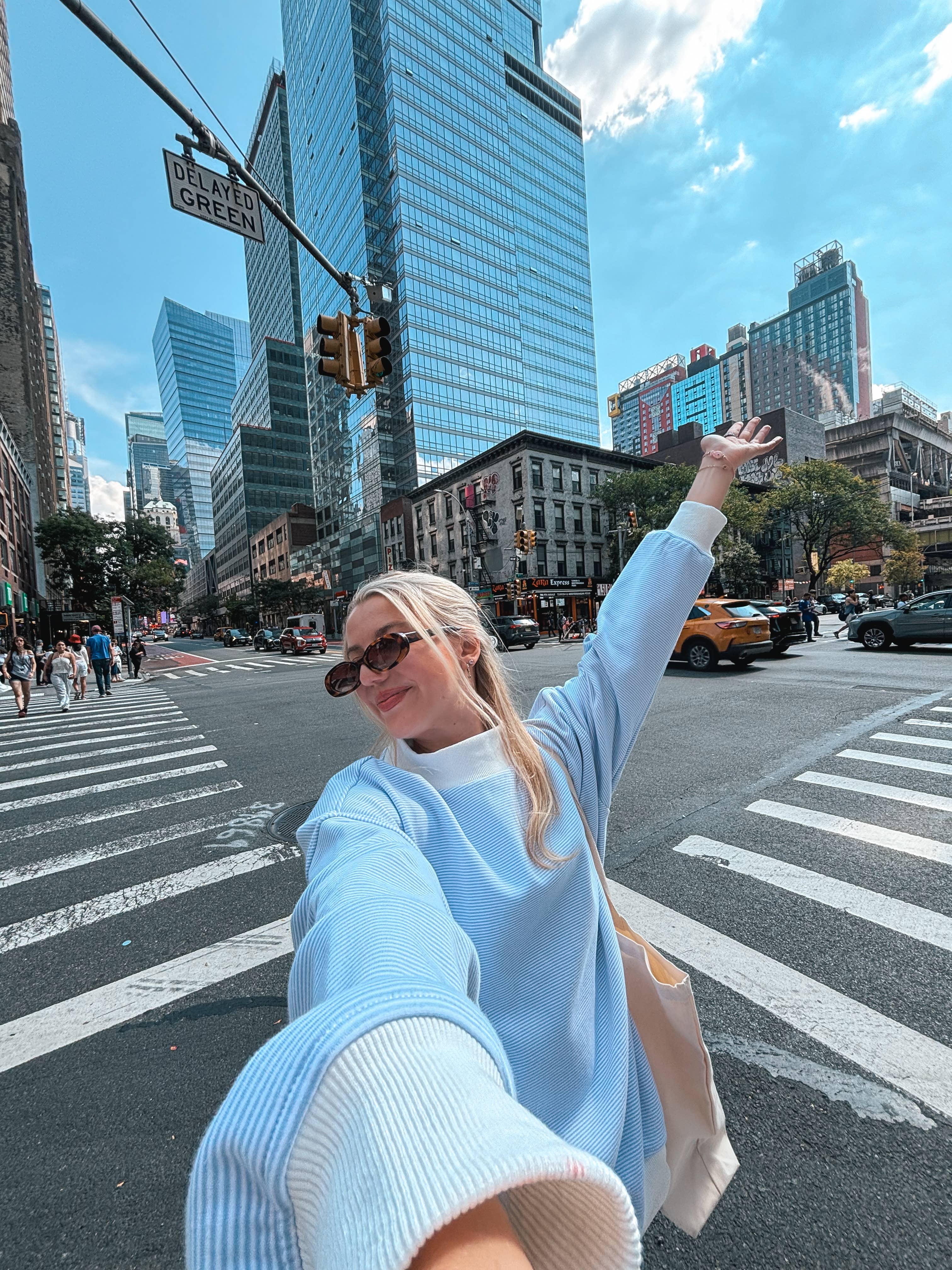 Blue and White Mini Striped Mockneck Sweatshirt for wholesale on Faire18