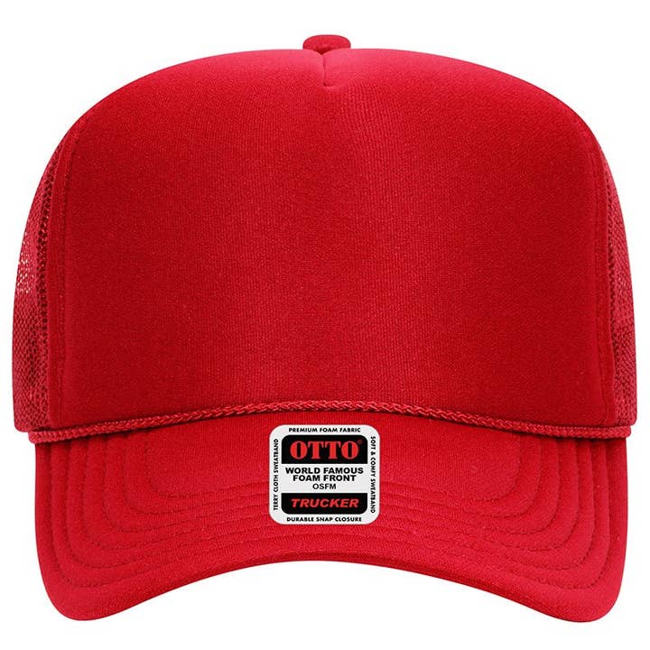 Wholesale Accessory Market - Wholesale Trucker Hat - Unisex - OTTO Red Foam Front High Crown Trucker Hat1