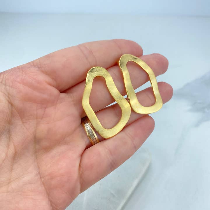 DIJU Jewelry – Großhandel Hoops – Mit 18 Karat Gold gefüllte ovale, strukturierte und unregelmäßige Ohrringe, moderne Ohrringe, Zubehör für die Schmuckherstellung im Großhandel