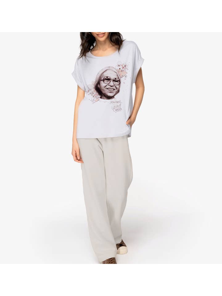 UNITED SOULS – wholesale Screen printed t-shirt – Women′s – Rosa Parks I Women's T-shirt with Turn-Up Sleeves5