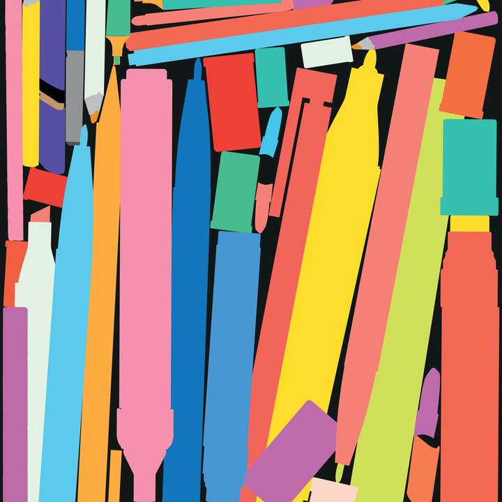 'More Pens' Giclée Print for wholesale by RUDE