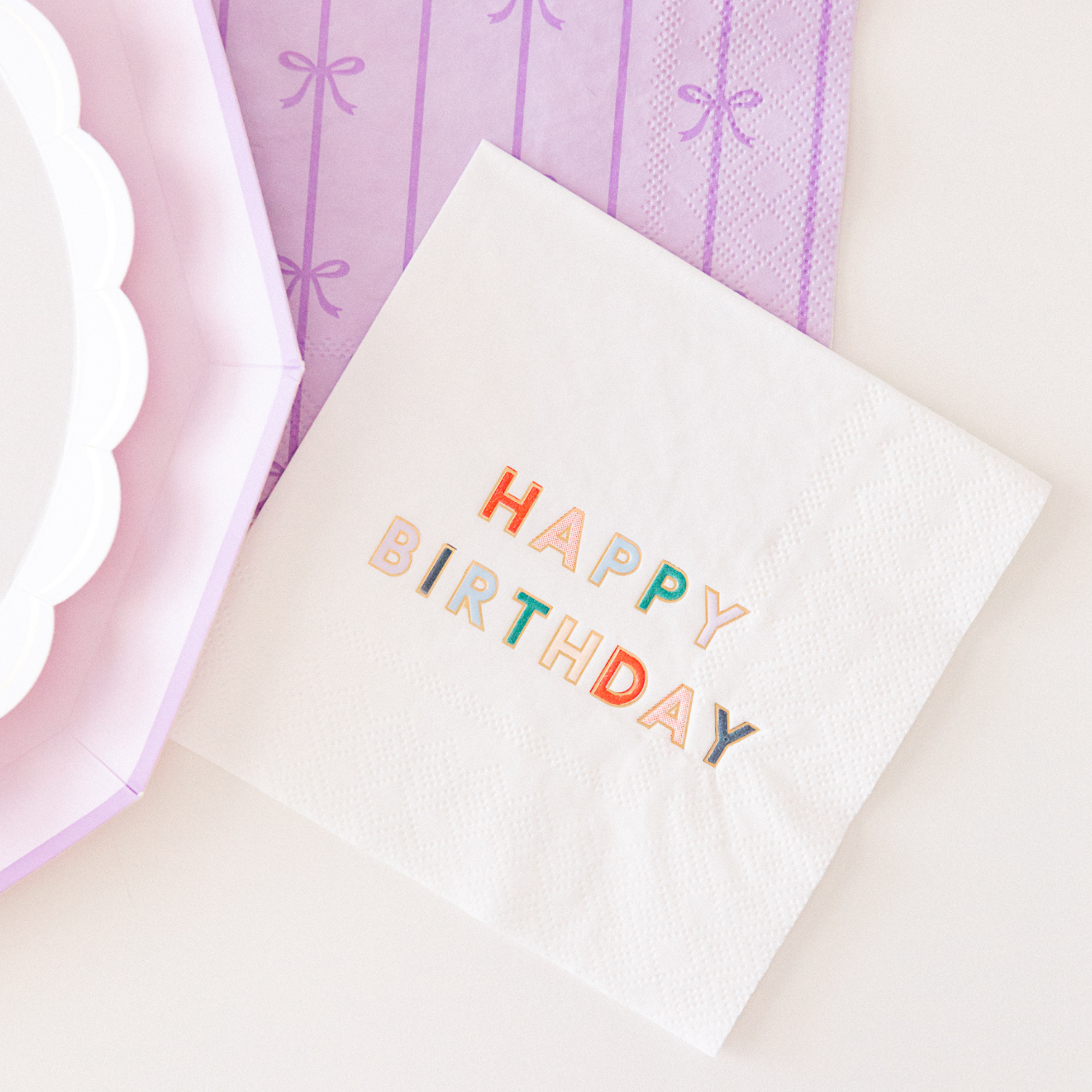 Bonjour Fête - Wholesale Disposable Napkin - BLANC WHITE SIGNATURE HAPPY BIRTHDAY COCKTAIL NAPKINS1