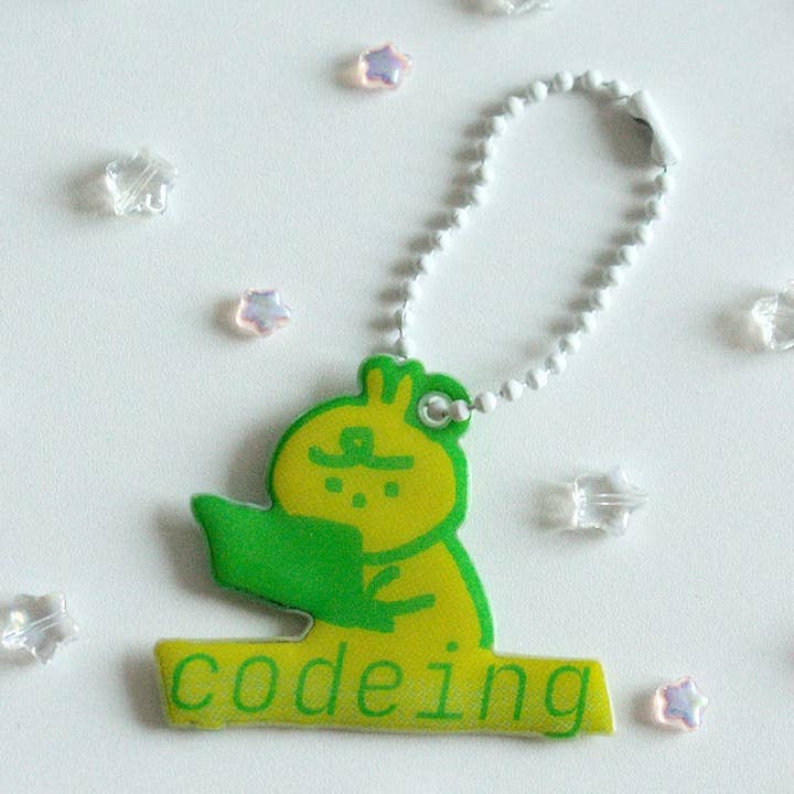 Codeing Puffy Keychain Charm for wholesale by Lycheemeadow