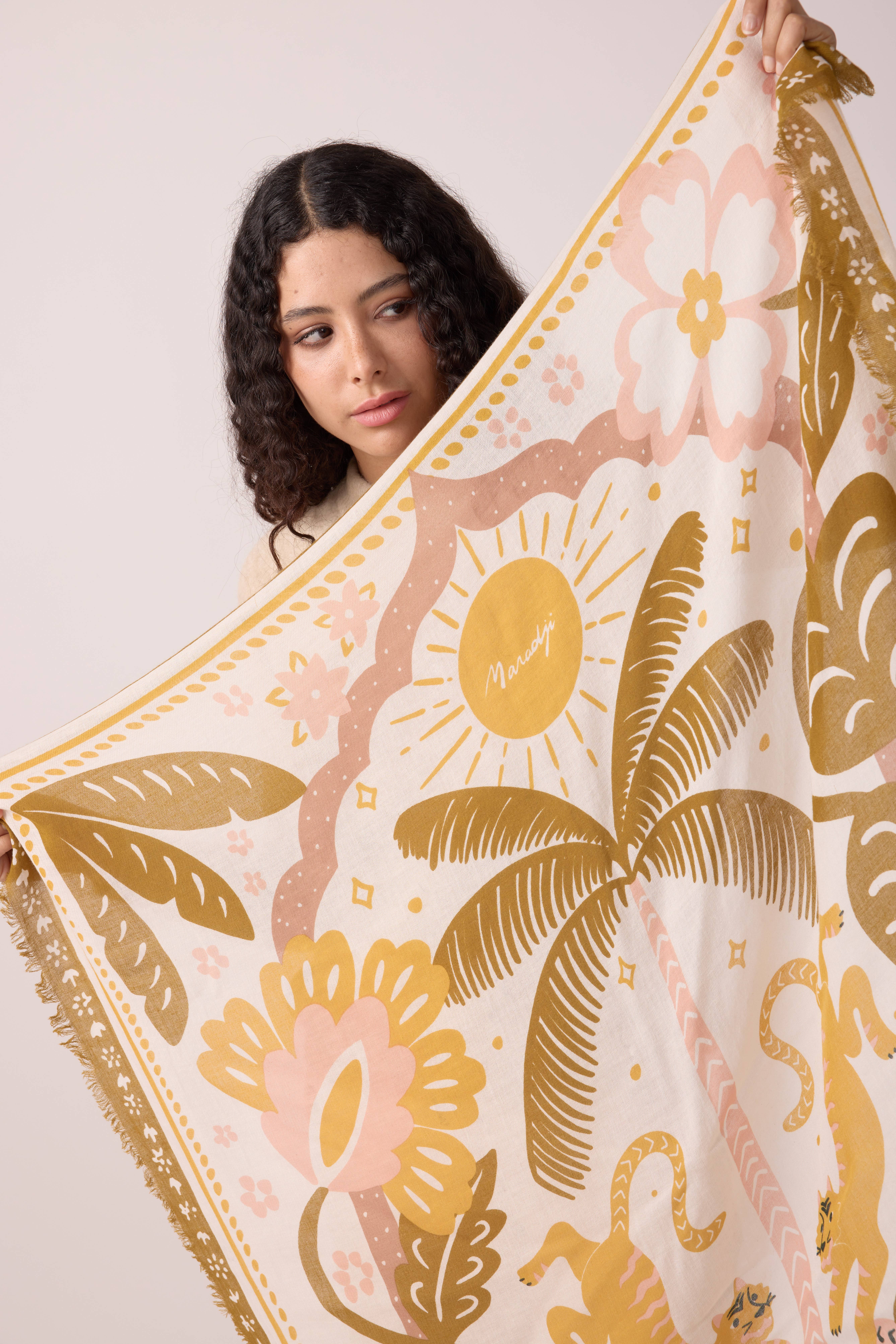 Maradji - Wholesale Head Scarf - Women's - WOOL SCARF TIGER IN THE PALMERAIE BRONZE4