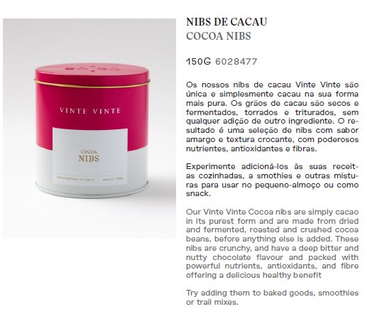 Vinte Vinte Chocolate – wholesale Choklad – Vinte Vinte kakaonibs i plåtburk 150 g1