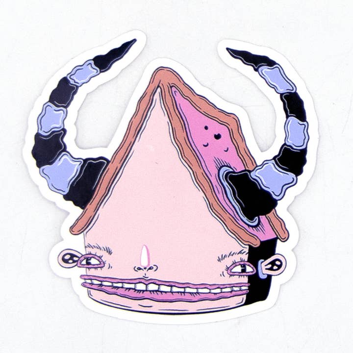 Autocollant en vinyle découpé sous pression en forme de tête de chèvre à cornes satanique — Autocollant pour ordinateur portable — Collection d'autocollants pour pare-chocs pour la vente par Danielle Arden O’Malley Art