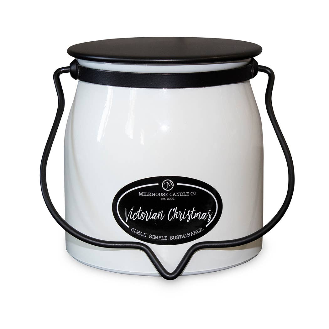 Milkhouse Candle Company - Wholesale Jar/Filled Candle - 16 oz Butter Jar Candle: Victorian Christmas