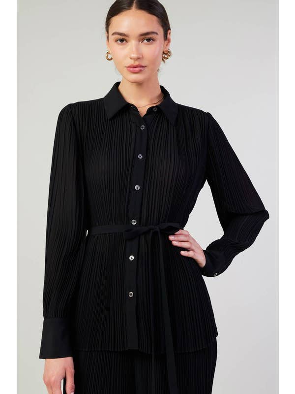 Current Air - Wholesale Button Down Shirt - Women's - All Over Pleated Button Down Shirts