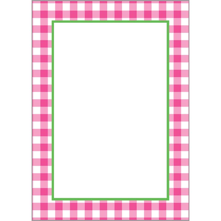 In Stock 5x7 Hot Pink Gingham Check Notepad for wholesale by WH Hostess Social Stationery