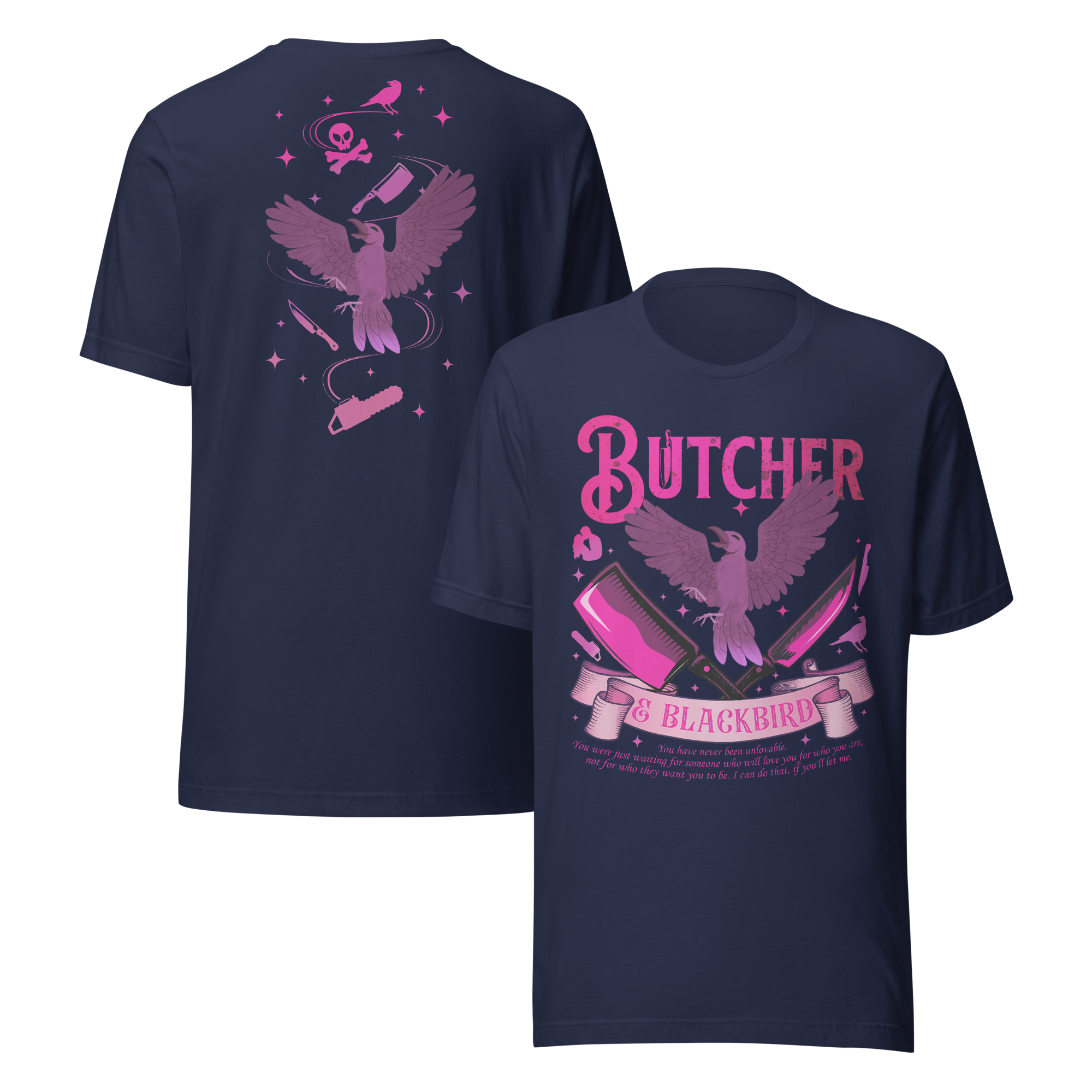 MagicMerchEmporium - Vente T-shirt sérigraphié – femme - T-shirt Butcher & Blackbird inspiré du roman dark romance5