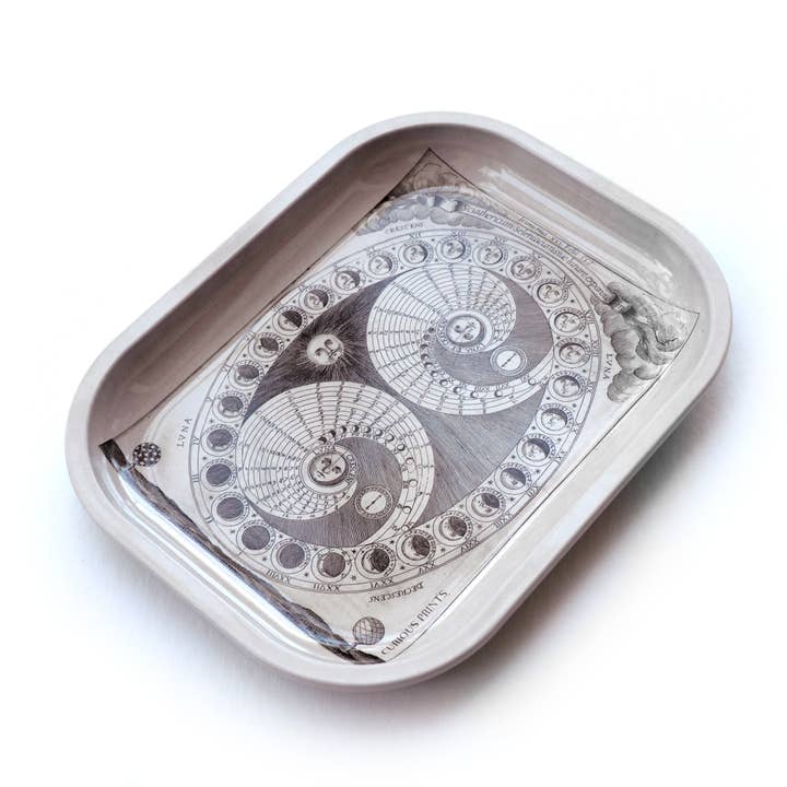 Curious Prints - Wholesale Decorative Tray - Small Metal Vintage Moon Phases Catchall Tray clearance1
