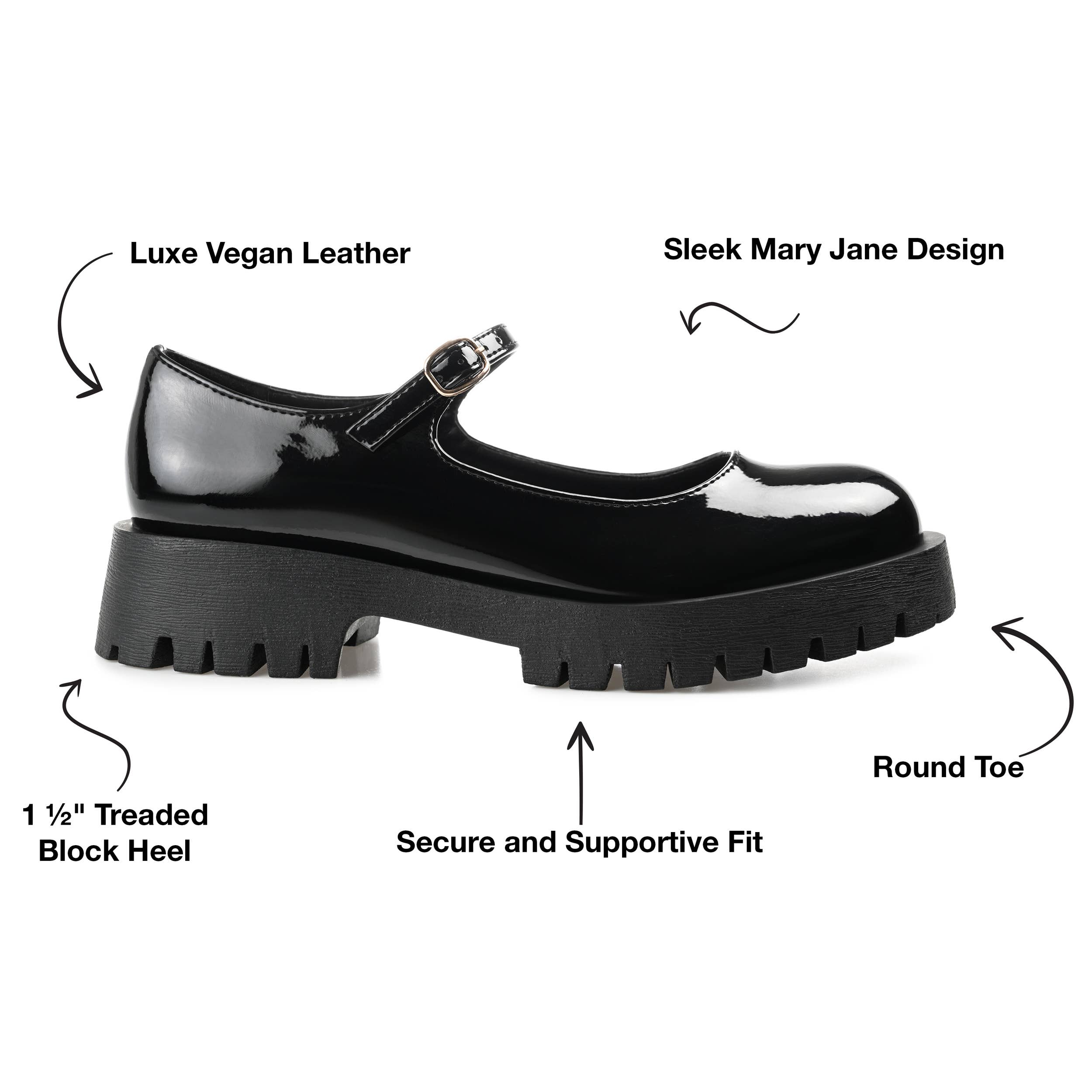 Journee - Wholesale Flats - Women's - Kamie Lug Sole Mary Jane Flats In Patent11