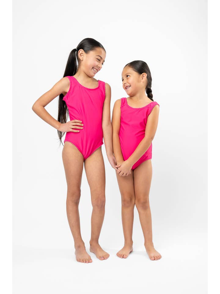 Coral Reef Swim - Wholesale One Piece Swimsuit - Kids - Hibiscus Bow Tie Kids One Piece1