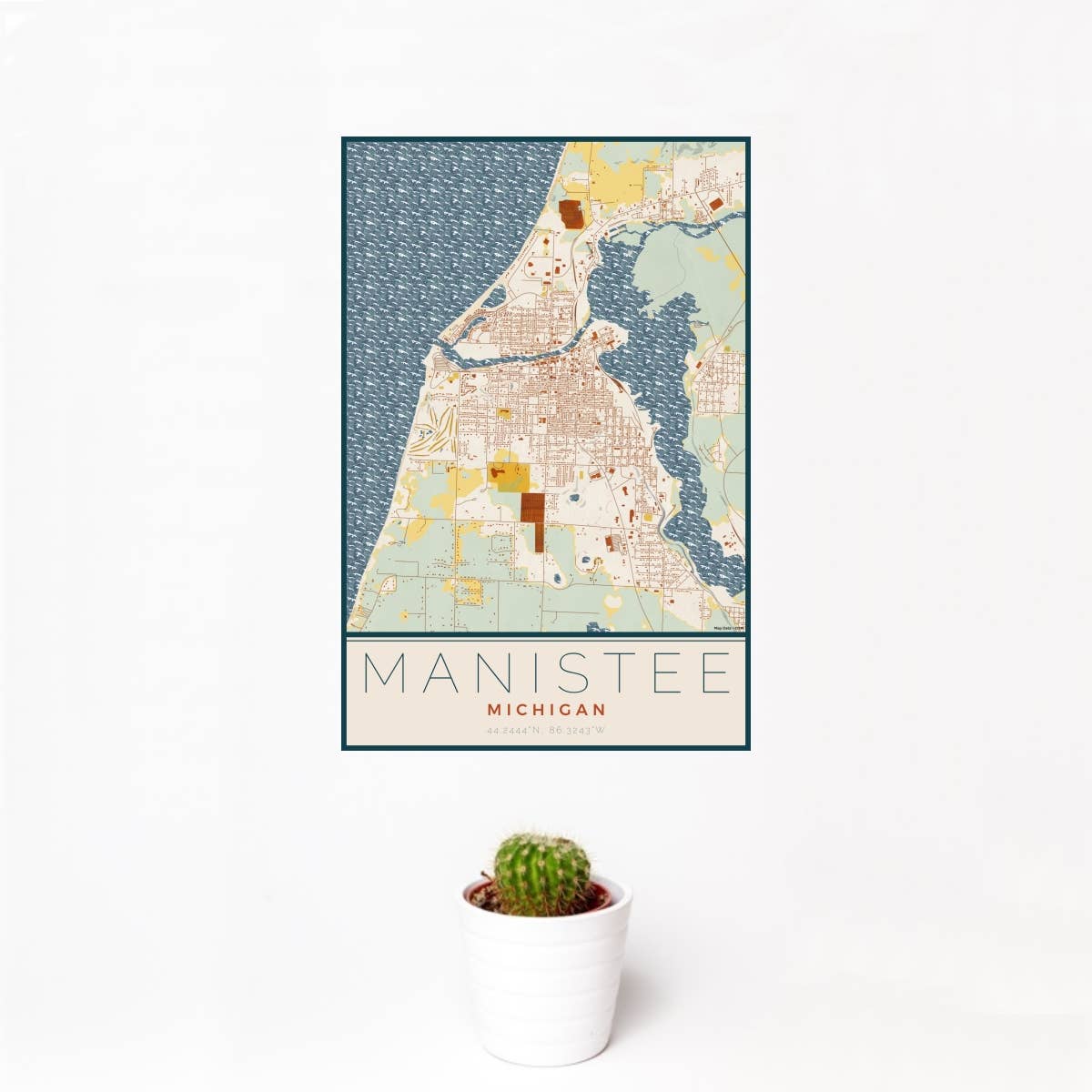 JACE.design - Wholesale Art Print - Manistee MI Map Print Woodblock0