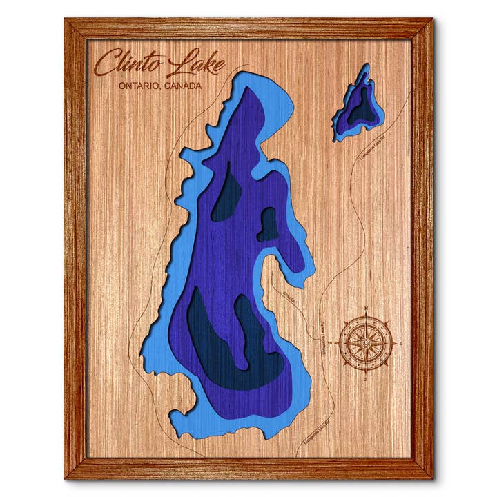 Clinto Lake Ontario Djupkarta - Unik Heminredning Väggkonst för wholesale av Premier Gifts and More