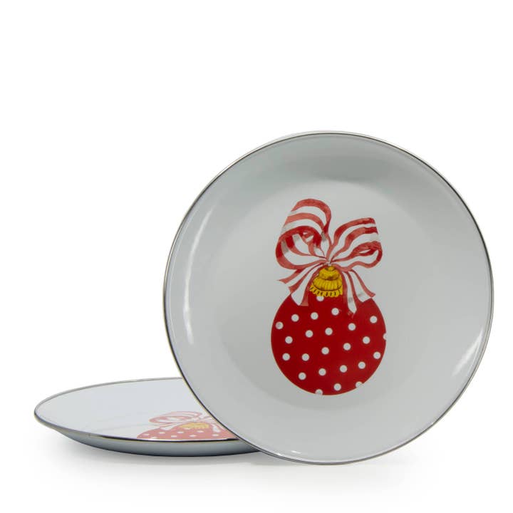 Golden Rabbit Enamelware Set of 2 Ornament Chargers for wholesale by Crow Canyon Home