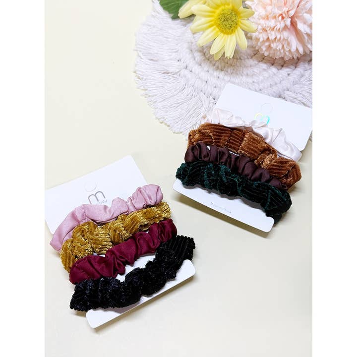ASSORTED COLOR Velvet and Fall Shades Scrunchie Set for wholesale on Faire1