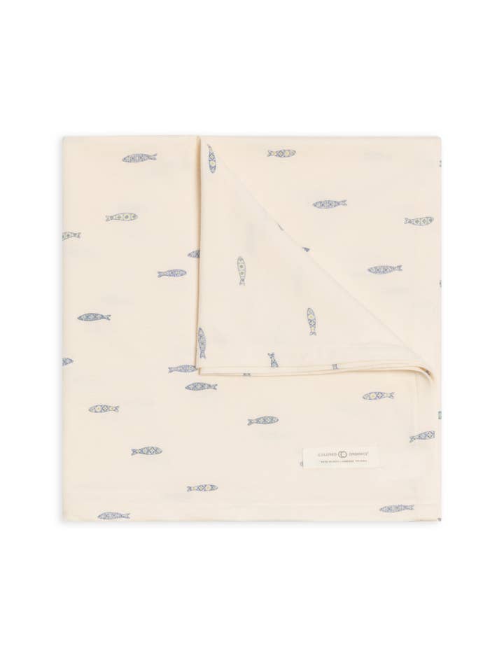 Colored Organics - Wholesale Swaddle - Baby - Organic Baby Swaddle Blanket - Fish / Marino + Rain