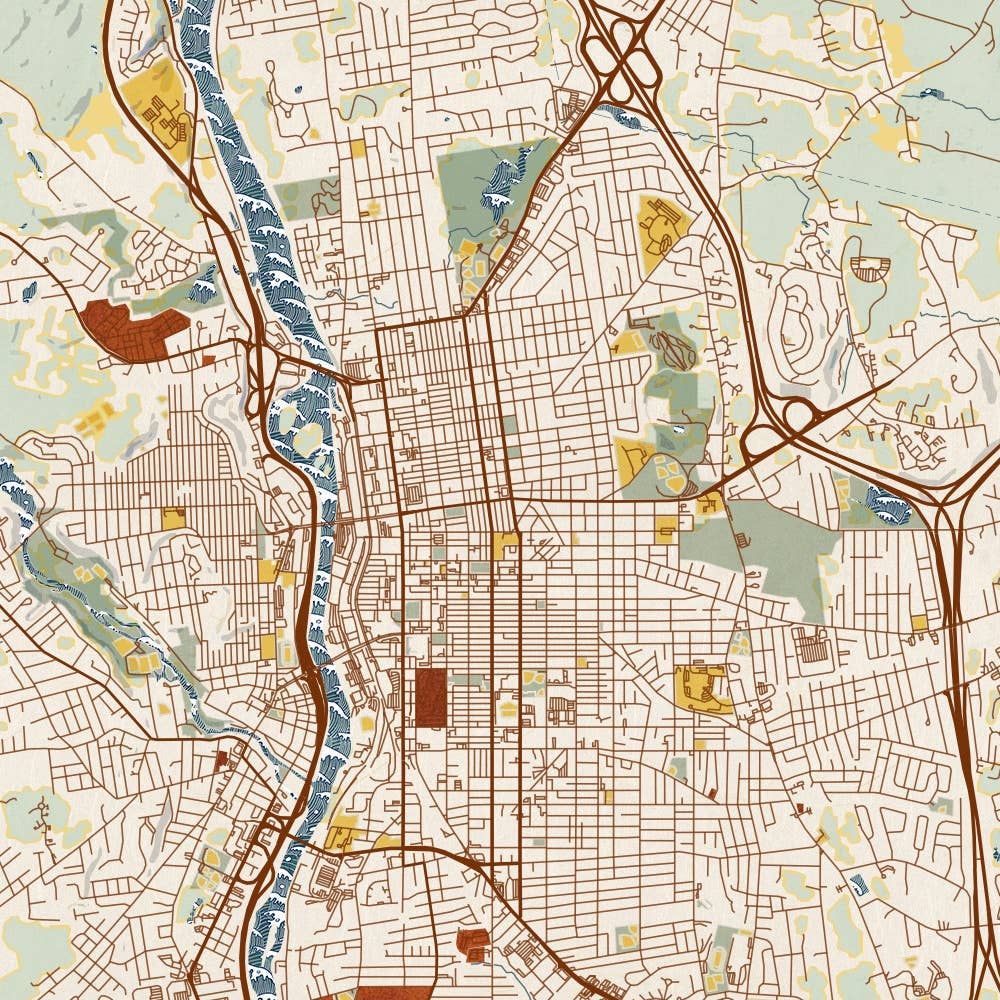 JACE.design - Wholesale Art Print - Manchester NH Map Print Woodblock4