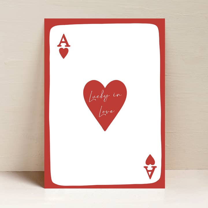From Rosalie - Wholesale Art Print - A4 Art Print -Lucky In Love- Ace of hearts wall art0