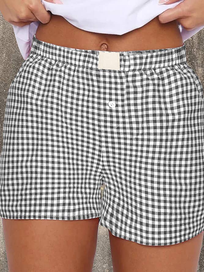 UNISHE - Wholesale Shorts - Women's - High Waist Plaid Shorts ZK1963