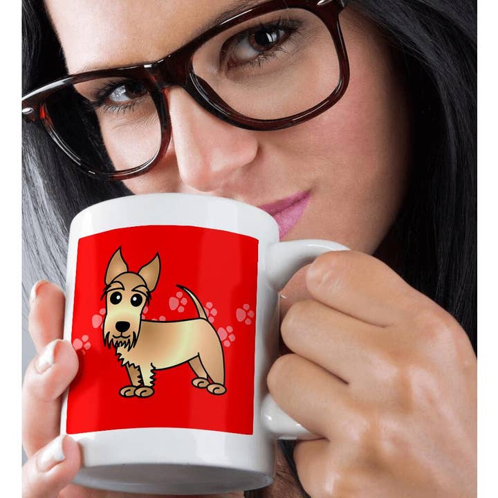 3dRose - Wholesale Coffee Mug - 3dRose, Cute Wheaten Scottie - Cartoon Dog - Red with Pawprints, Mug9