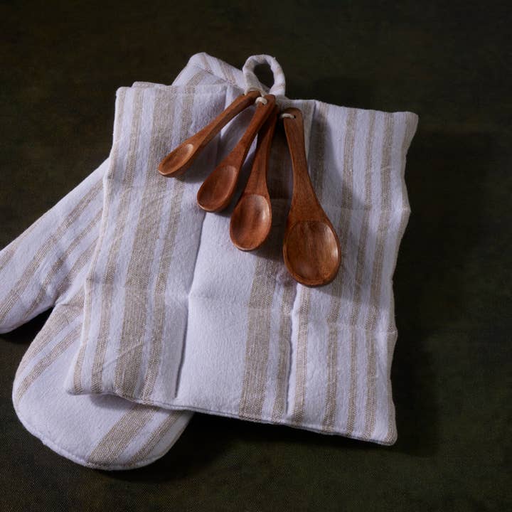 Baking Gift Set: Oven Mitt, Pot Holder & Mini Wooden Spoons for wholesale by Rich Home Linens