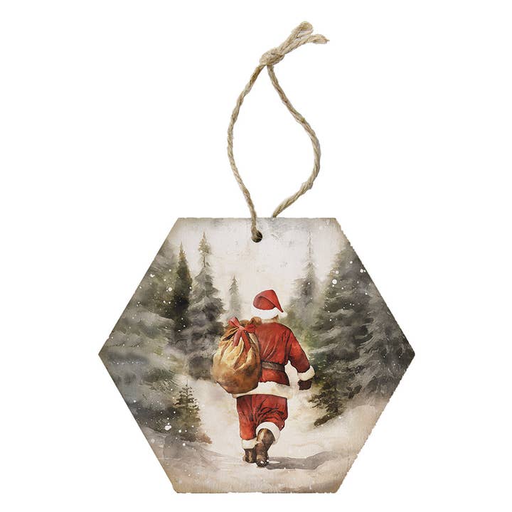Sincere Surroundings - Wholesale Ornament - Santa Walking Art - Honeycomb Ornaments