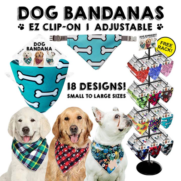 Deluxe Import Trading - Wholesale Pet Bandana - Dog - 288pc Dog Bandana Display