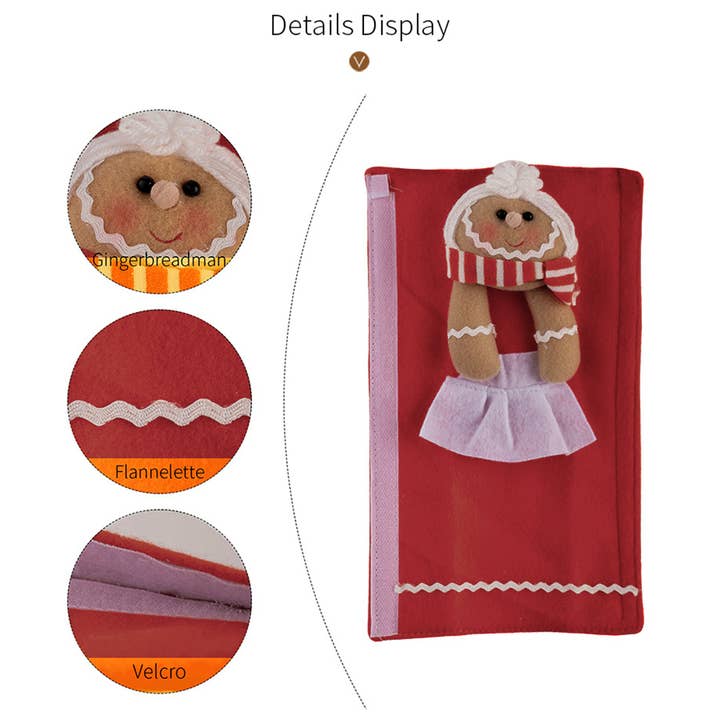 Red Cartoon Gingerbread Man Refrigerator Door Handle Cover HB095 for wholesale on Faire6