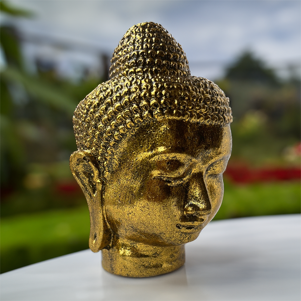VIE - Venta al por mayor Figura decorativa - Cabeza de Buda dorada, 18 x 12 x 8 cm1