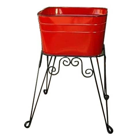 Home Kreation by KK dba Kraft Klub - Venta al por mayor Cubos/baldes - BAÑERA SM ESMALTADA ROJA CON SOPORTE 15x23.5"0