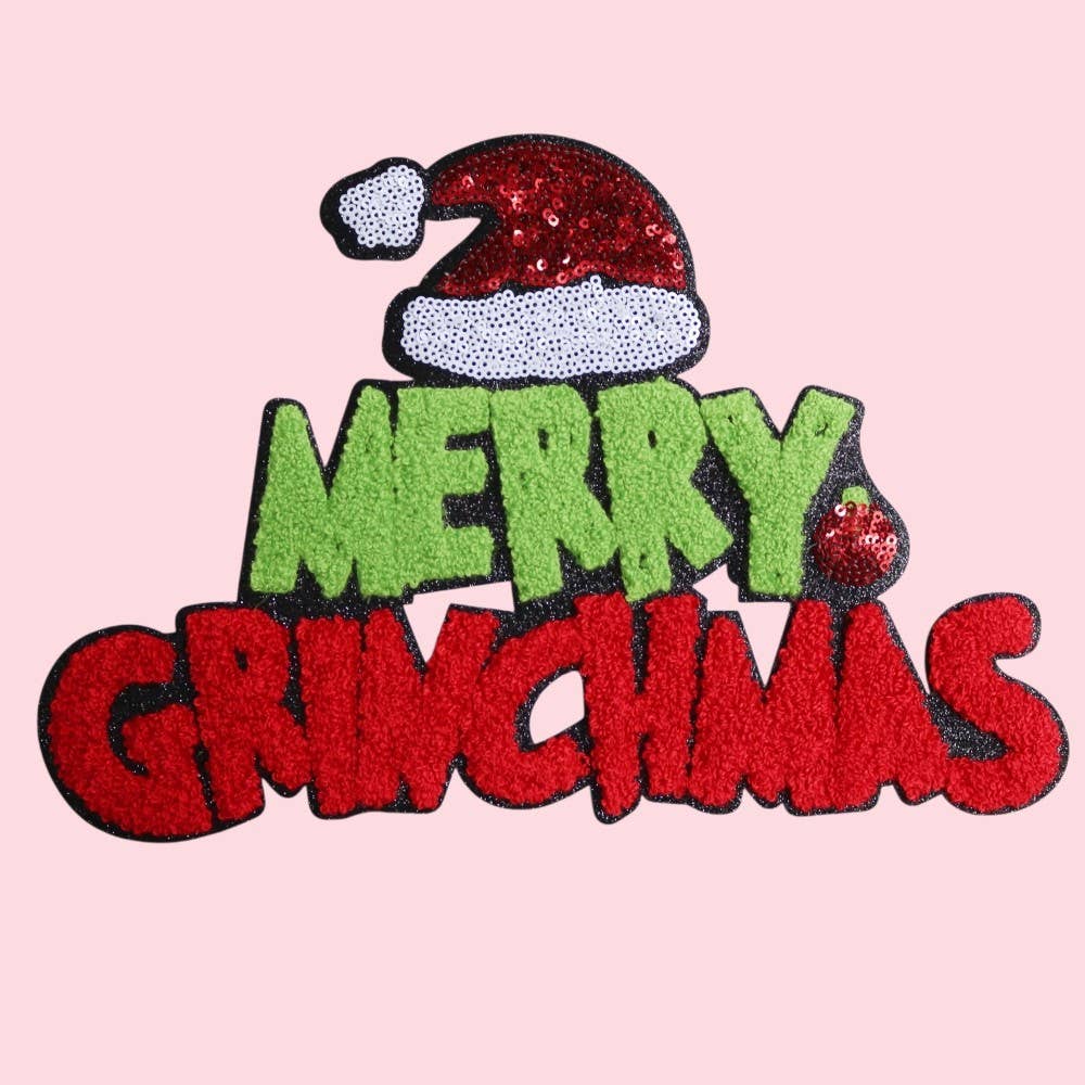 Rosie Posie Patches - Wholesale Patch - Merry Grinchmas Christmas Chenille Iron On Patch0