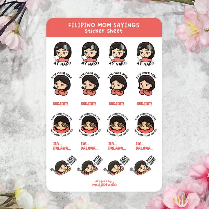 Filipino Mom Sayings Sticker Sheet, Filipino Mom stickers for wholesale by Muijistudio