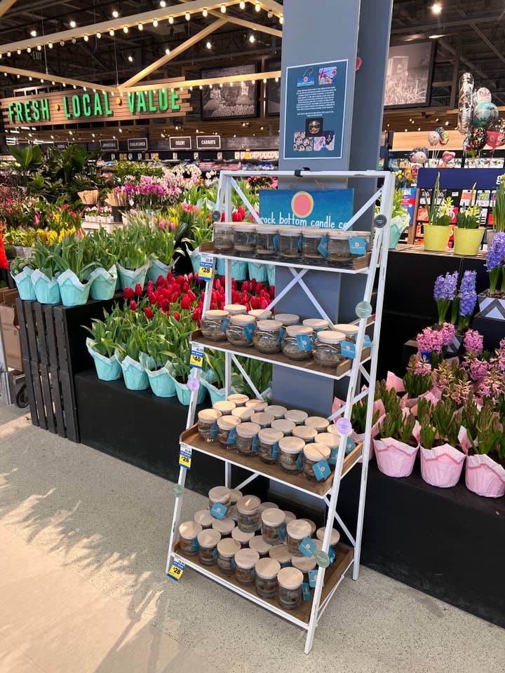 Ladder Shelf with Signage for wholesale by Rock Bottom Candle Company