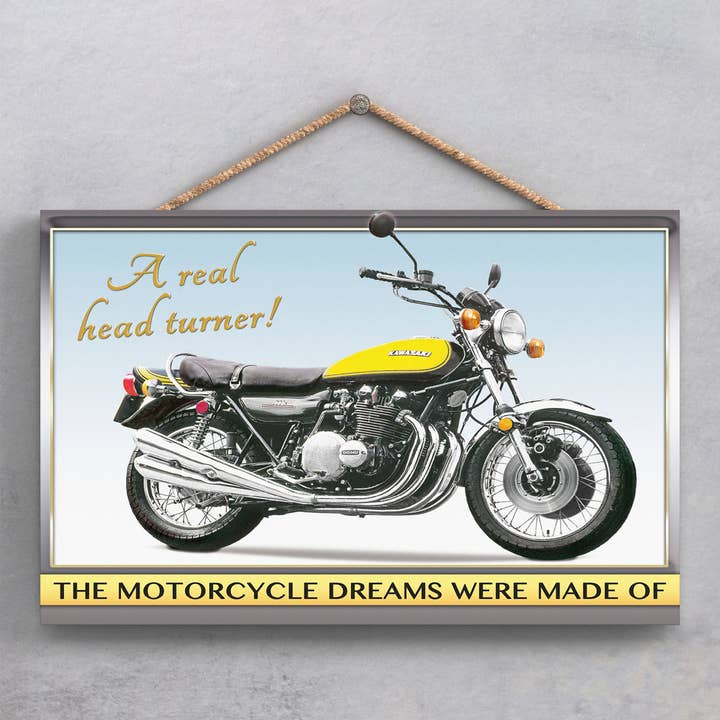P1912 - Kawasaki Motorbike Poster Style Wooden Hanging Plaqu for wholesale by Vivid Squid Wholesale
