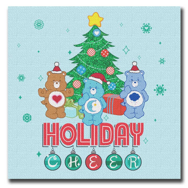 Care Bears Holiday Cheer Glitter Canvas Wall Art 12" x 12" for wholesale by Silver Buffalo