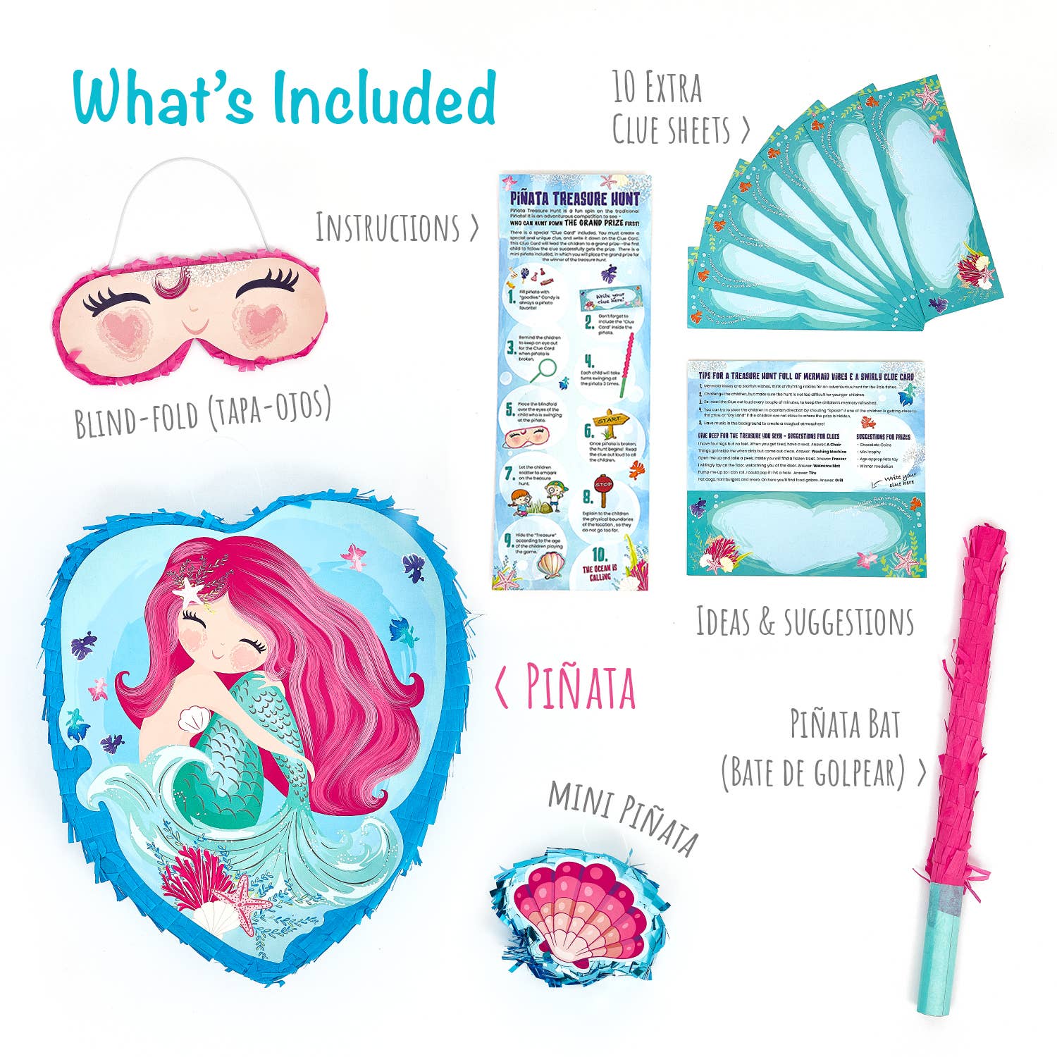 JitteryGit - Wholesale Party Favor - Mermaid Pinata Theme Birthday Party Favor Treasure Hunt Game7