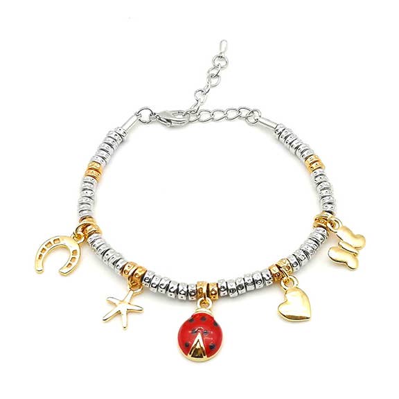 PEPITE BRACELET WITH LADYBUG CHARMS - AJJ5827496D10 for wholesale by AMORINO SRL