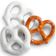 O'Shea's Candies Sweet Shop - Wholesale Pretzels - White Chocolate Covered Mini Three Ring Pretzels 1/4lbw/ Bow