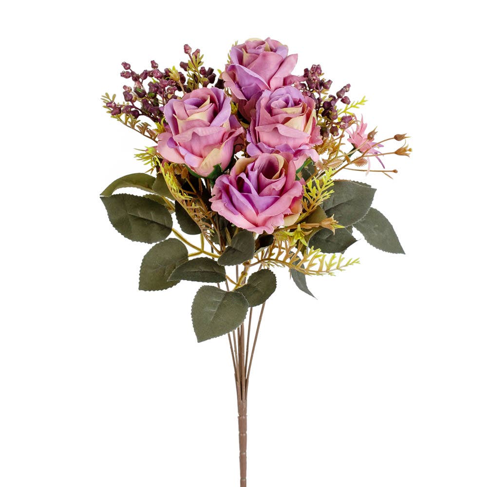 Factory Direct Craft - Wholesale Artificial Flowers - 17-inch Artificial Roses and Daisies Bush - Select Color 4