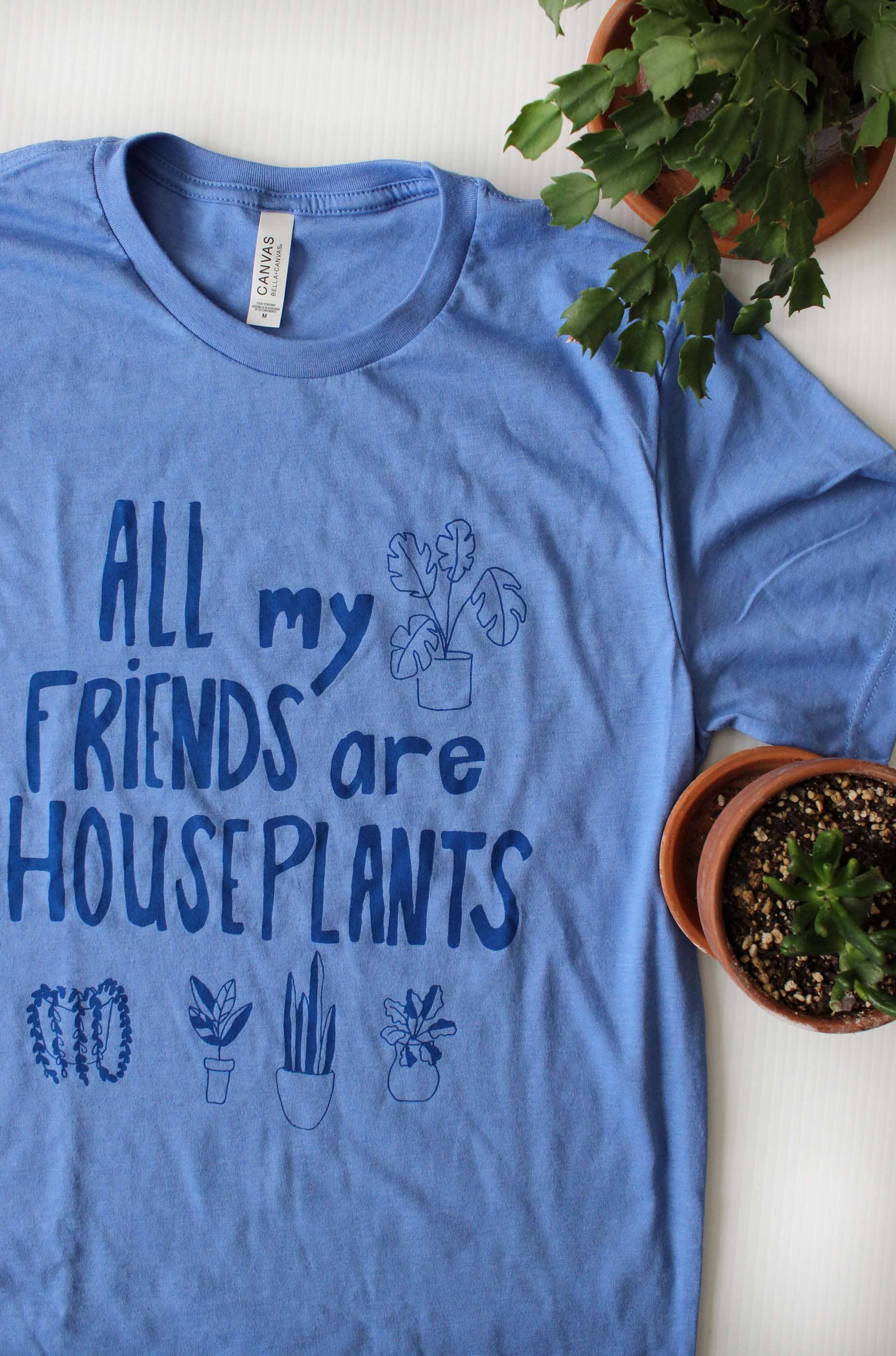 Yonder Studios - Wholesale Screen Printed T-Shirt - Unisex - Houseplants Shirt on Blue2