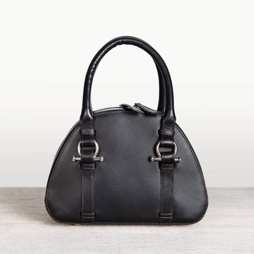 URBAN-EQUESTRIAN – Mala com alça superior – Mulher por atacado – Kella - Mala de Luxo em Pele com Detalhe de Freio de Cavalo em Preto5