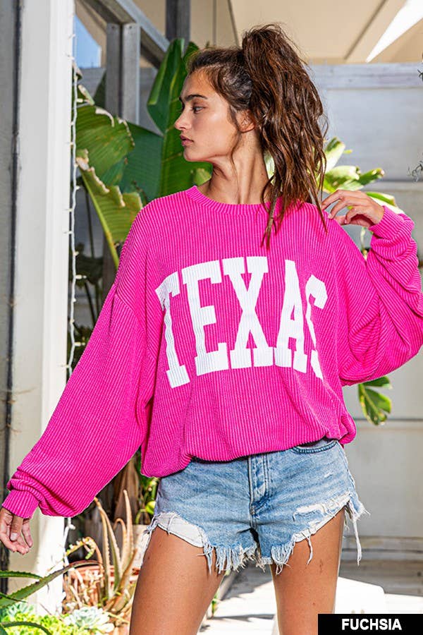 BUCKETLIST INC - Wholesale Graphic Sweatshirt - Women's - T1770 -'Texas' Comfy Graphic Sweatshirt, Gameday5