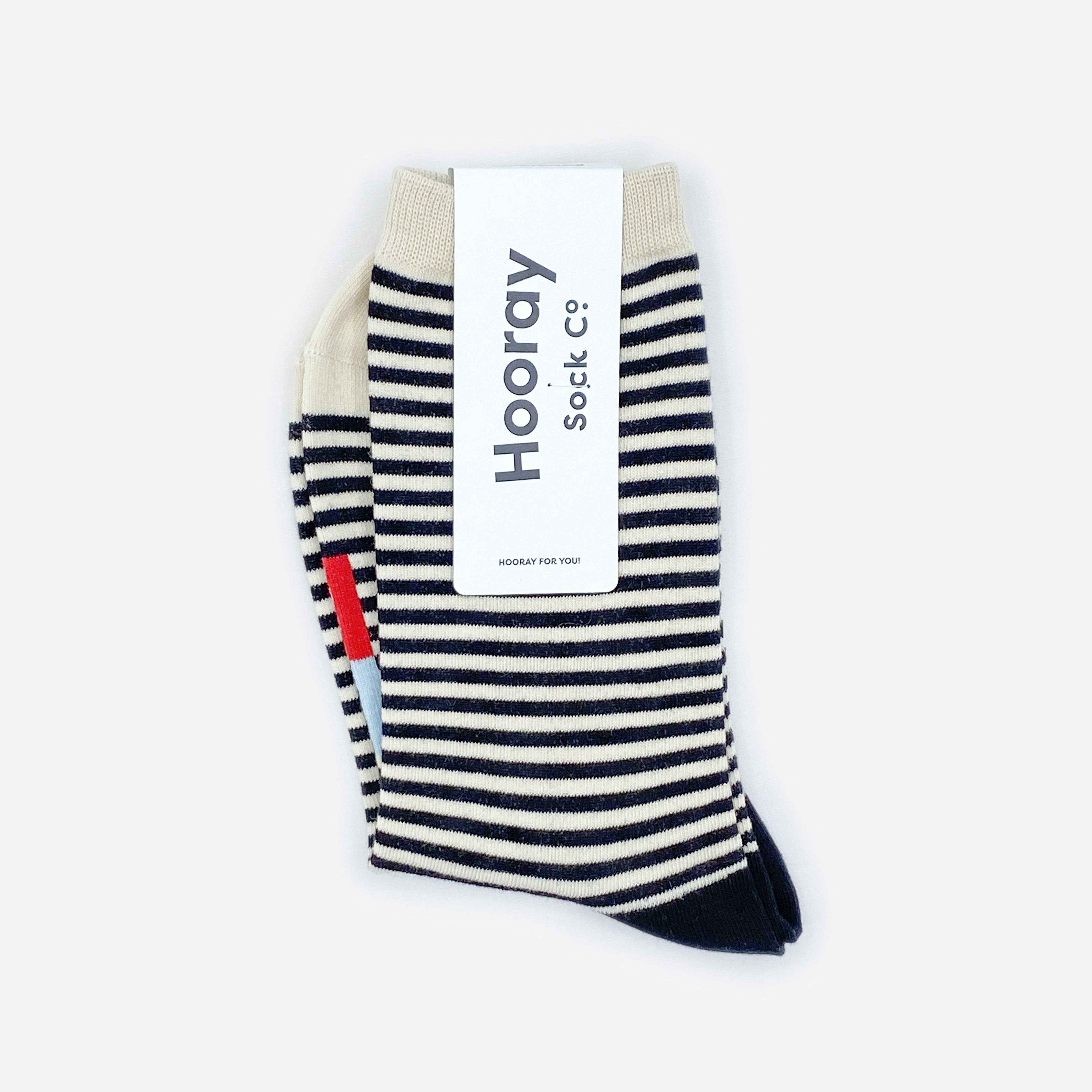Hooray Sock Co. - Wholesale Socks - Unisex - Cole Black and White Striped Crew Socks2