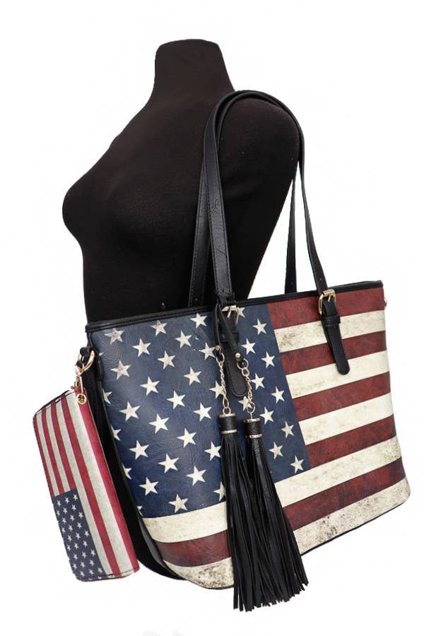 Cap Zone - Wholesale Tote Bag - Women's - American Flag Leather Tote Bag5