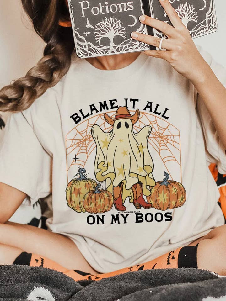 Blame It On My Boos Halloween Graphic Tee - for wholesale by THE LATTIMORE CLAIM