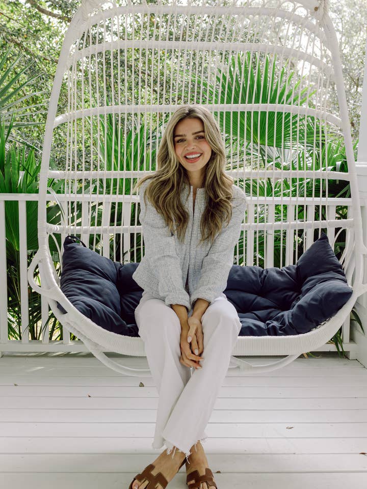 Veste courte en tweed bleu pour la vente par Sail to Sable